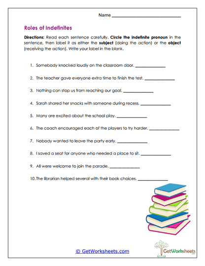 Their Roles Worksheet