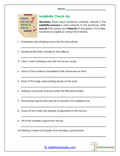 Check-Up Worksheet