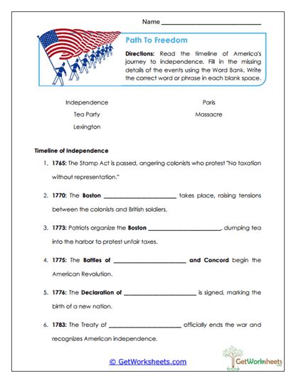 Path to Freedom Worksheet
