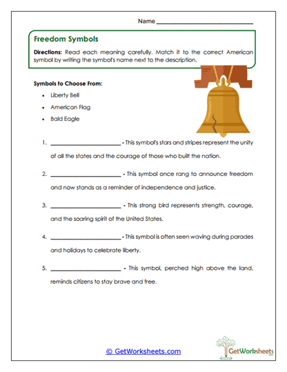 Freedom Symbols Worksheet