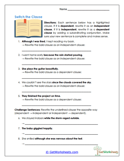 Switch the Clause Worksheet