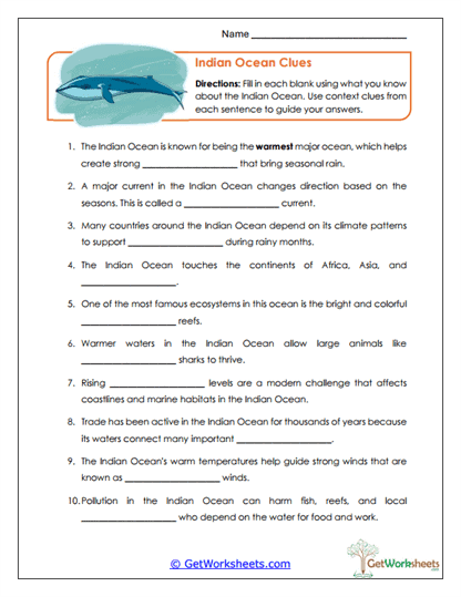Ocean Clues Worksheet