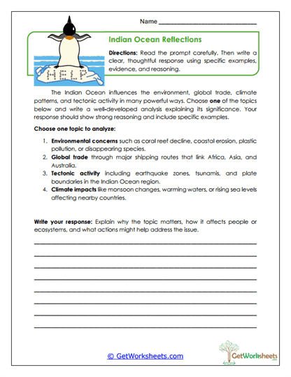 Ocean Reflections Worksheet