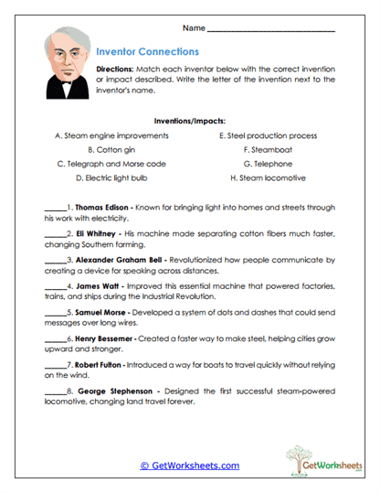 Inventor Connections Worksheet