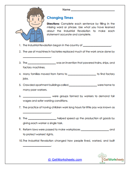 Changing Times Worksheet