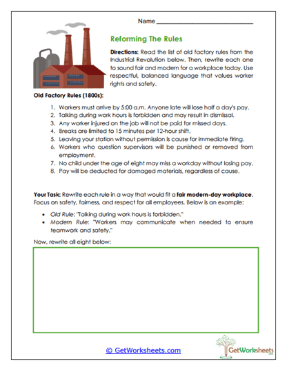 Reforming the Rules Worksheet