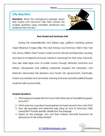 Industrialization and the Gilded Age Worksheets