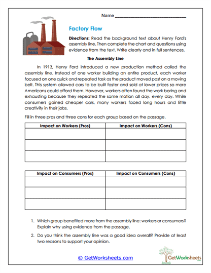 Factory Flow Worksheet
