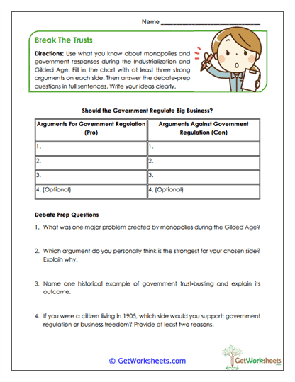 Break the Trusts Worksheet