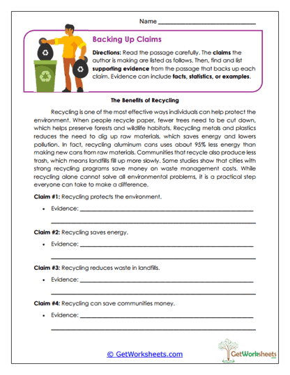 Backing Up Claims Worksheet