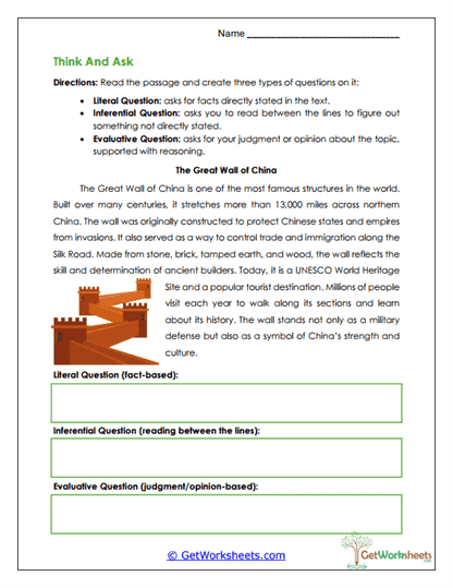 Think and Ask Worksheet