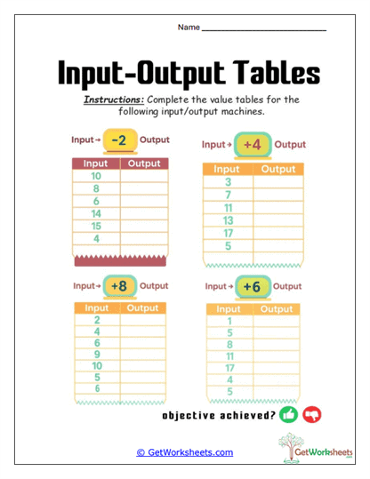 Add-and-Subtract Rule Grid Worksheet
