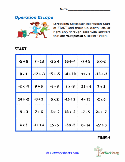 Operation Escape Worksheet