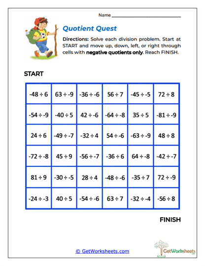 Quotient Quest Worksheet