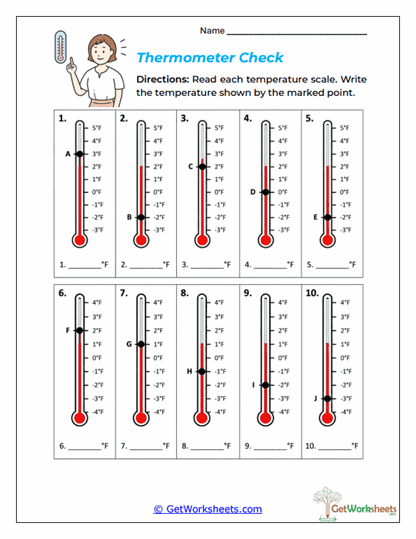Thermometer Check Worksheet