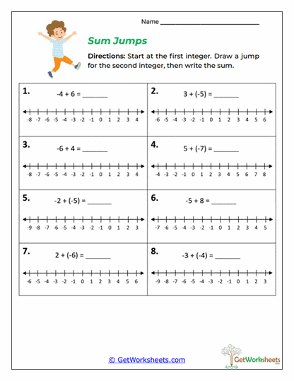 Sum Jumps Worksheet
