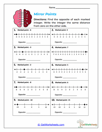 Mirror Points Worksheet