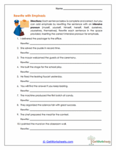 Intensive Pronouns Worksheets - GetWorksheets.com