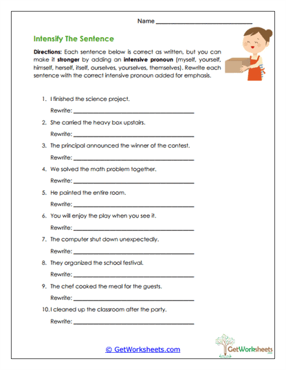 Intensify the Sentence Worksheet