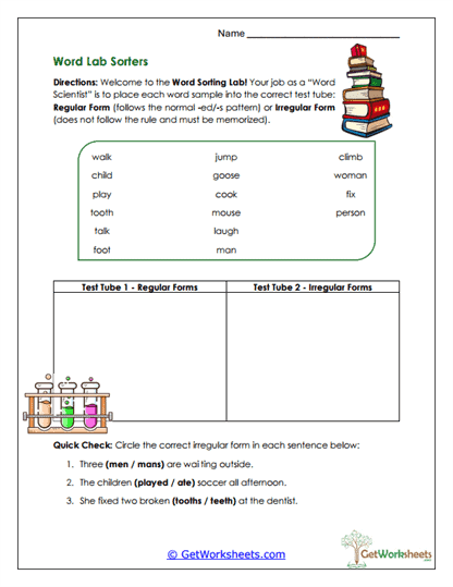 Word Lab Sorters Worksheet