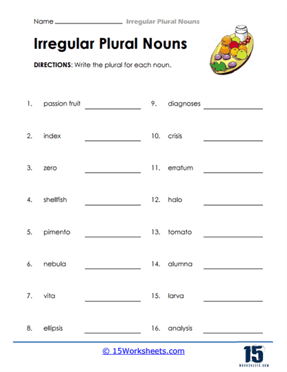 Advanced Plural Practice Worksheet