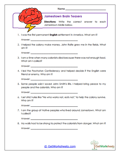 Brain Teasers Worksheet