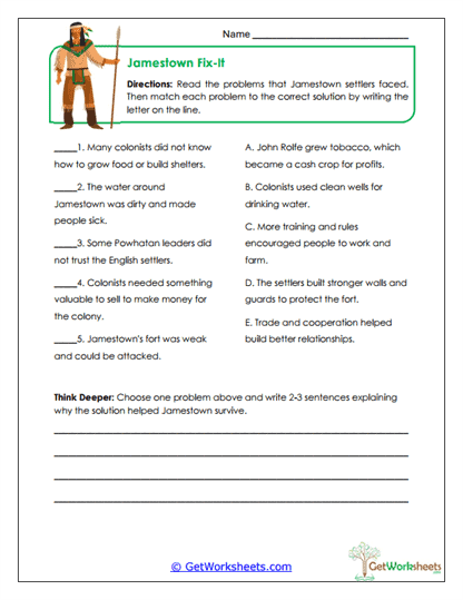 Jamestown Fix-It Worksheet
