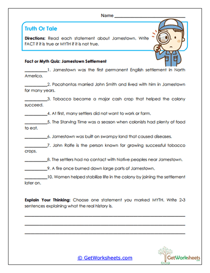 Truth or Tale Worksheet