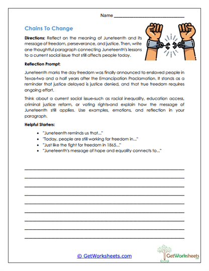 Chains to Change Worksheet
