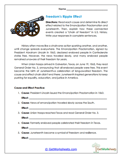 Freedom's Ripple Effect Worksheet