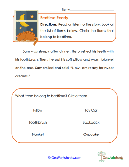 Bedtime Routine Worksheet