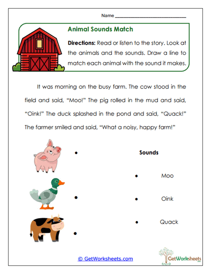 Animal Sounds Worksheet
