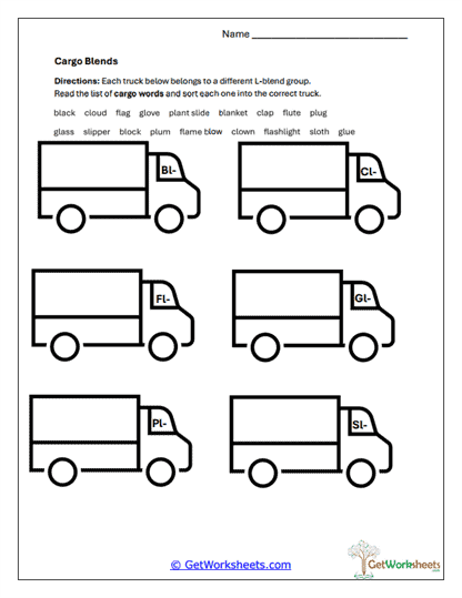 Cargo Blend Sorting Worksheet