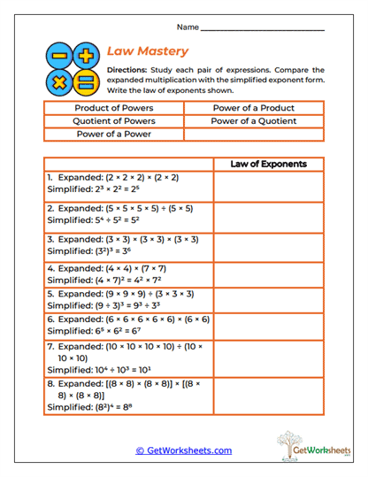 Law Mastery Worksheet
