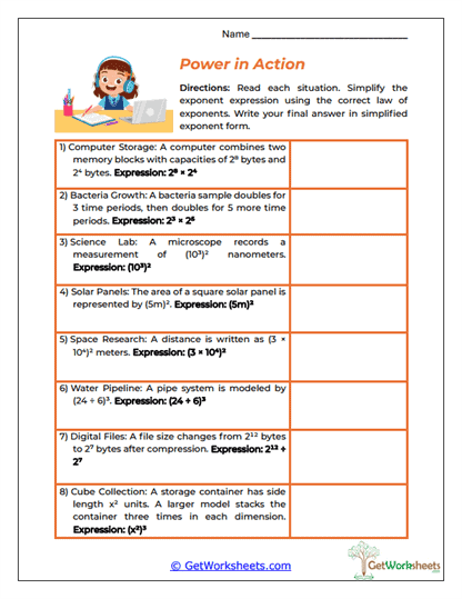 Power in Action Worksheet