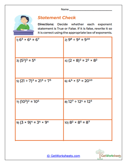 Statement Check Worksheet