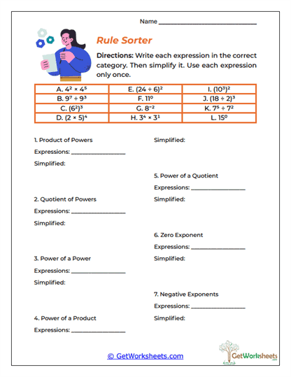 Rule Sorter Worksheet