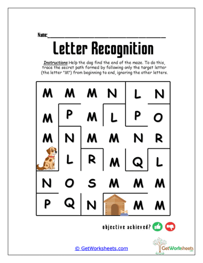Letter M Maze Worksheet