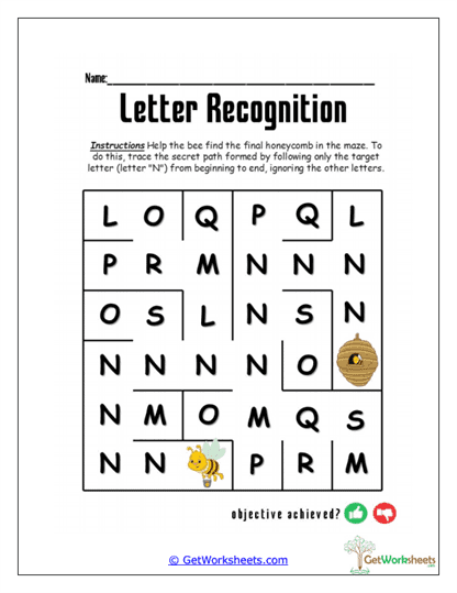 Letter N Labyrinth Worksheet