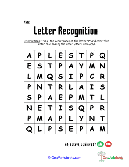 Find the P Worksheet