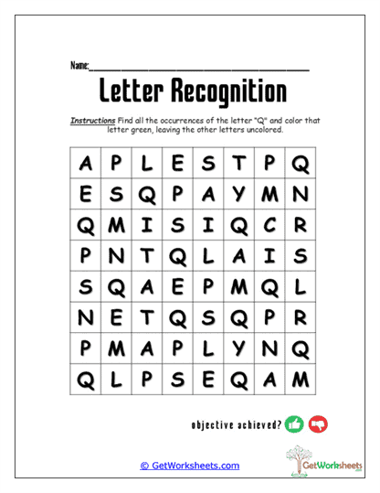 Q Letter Pathway Worksheet