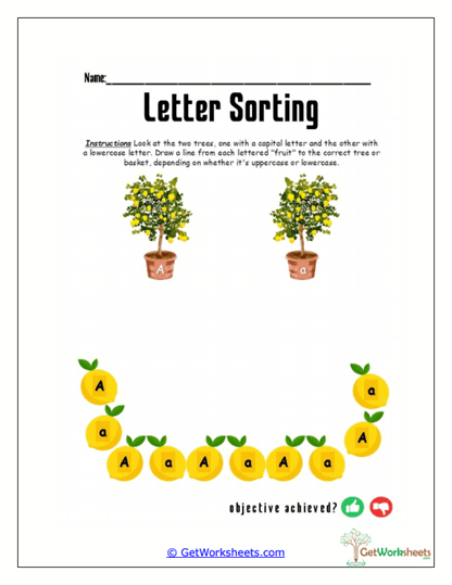 Tidy the Letter A Worksheet