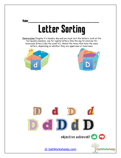 Letter Organizer D Worksheet