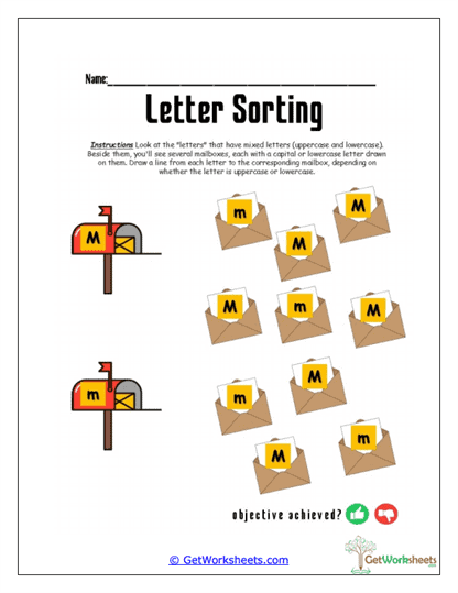 Mailbox Match M Worksheet