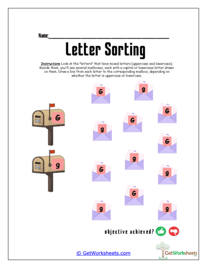 Letter Mail Match G Worksheet