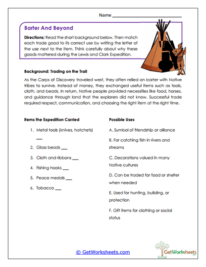 Barter and Beyond Worksheet