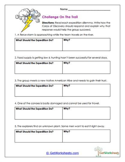 Challenge on the Trail Worksheet