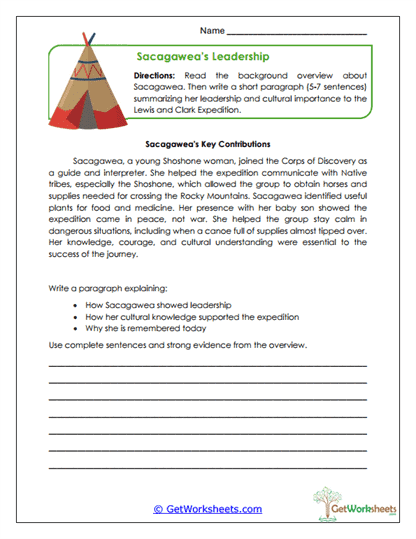 Sacagawea's Leadership Worksheet