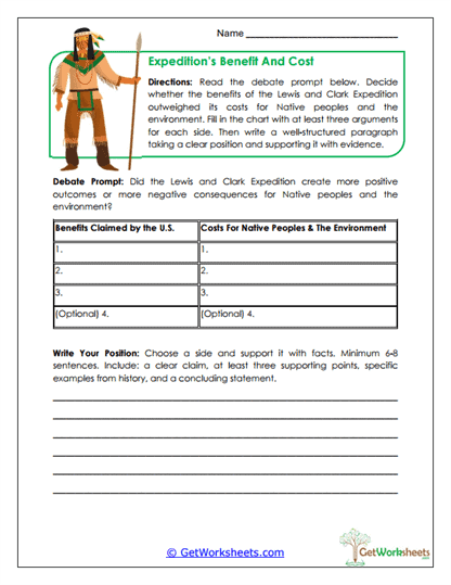 Expedition's Benefit and Cost Worksheet