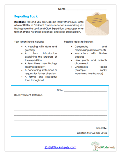 Reporting Back Worksheet